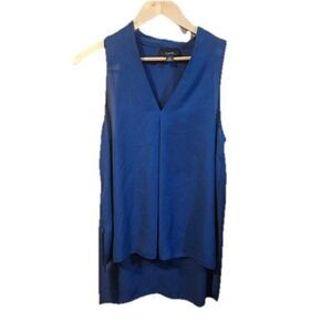 Lumiere Sleeveless Blouse Tunic Top High Low Royal Blue Flowy Light Office Small